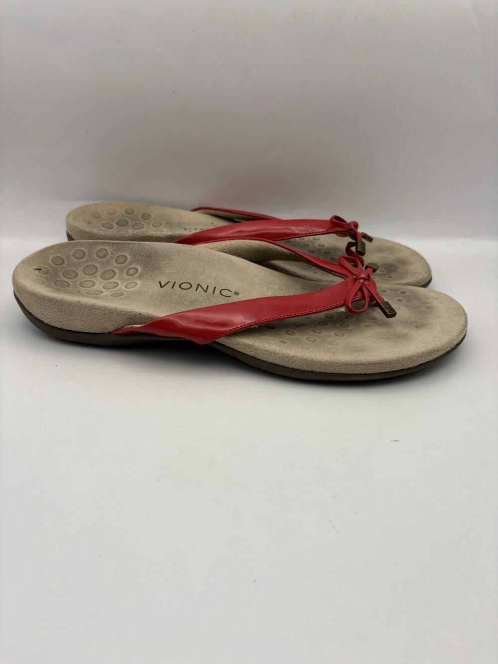 Vionic Bella Toe Post Red Sandals Women Size 10